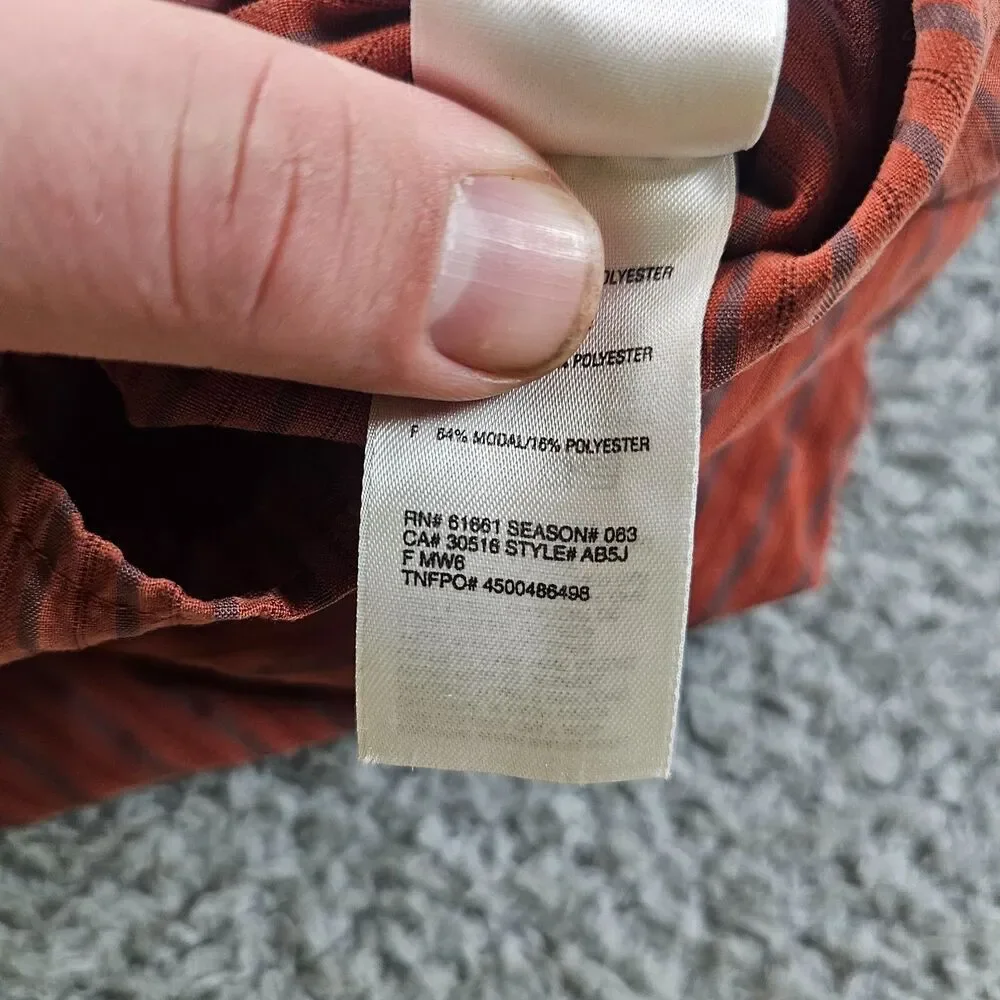 North Face Shirt Mens Large Burnt Orange Striped Long Sleeve Outdoor Hike Casual